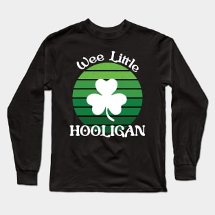 Wee Little Hooligan Vintage Shamrock St Patrick's Day Long Sleeve T-Shirt